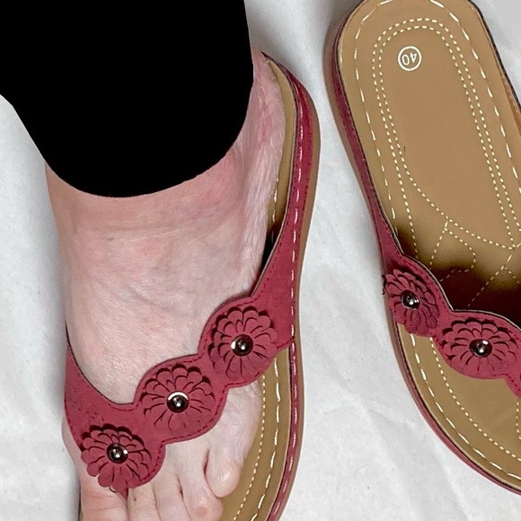 NEW Brick Red Sandals - Picture 8 of 15